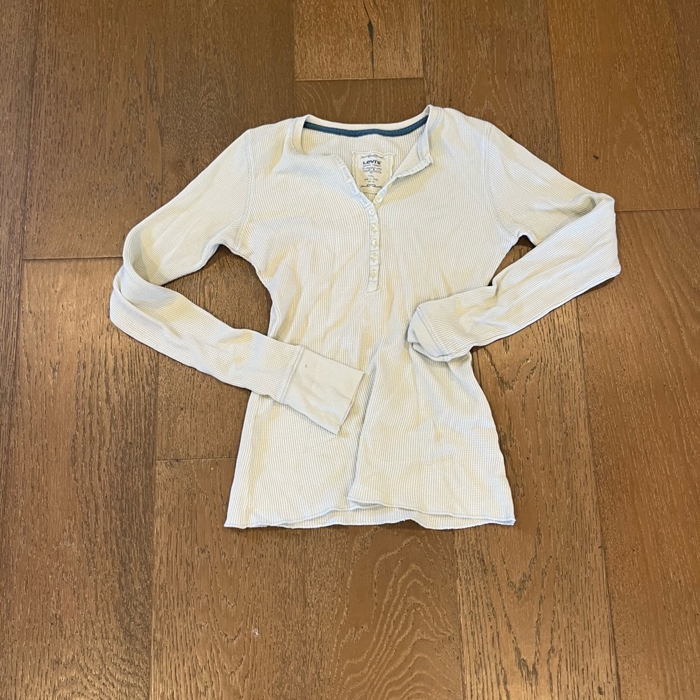 Levi's Cream Waffle Knit Henley